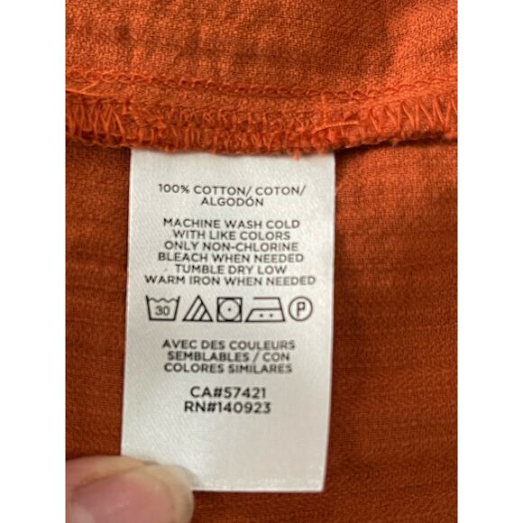 Loft‎ shirt women’s/juniors XSP rust color puff sleeves round stretch neckline - Picture 4 of 8